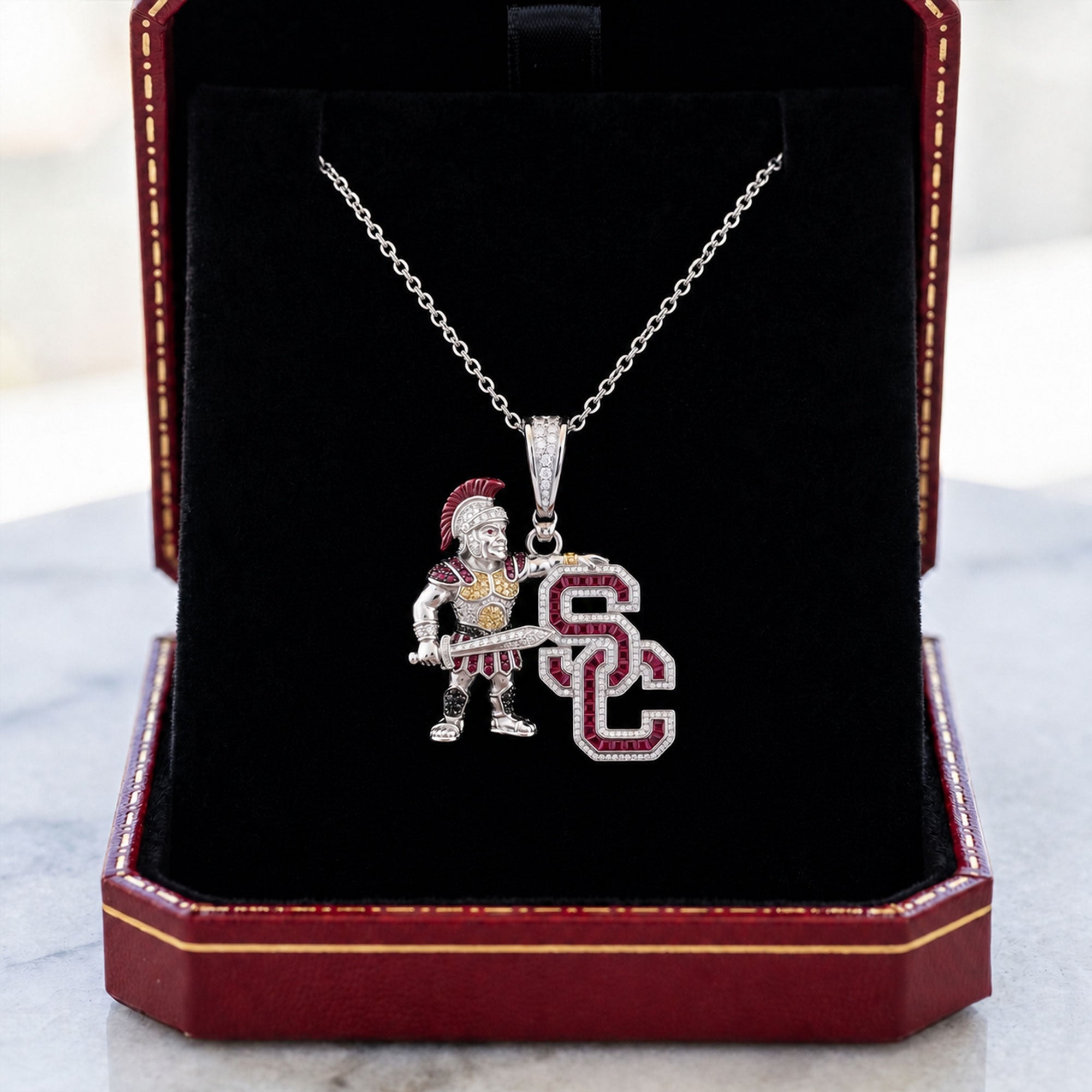 USC Solid Gold Chain with Diamond Pendant HTTT